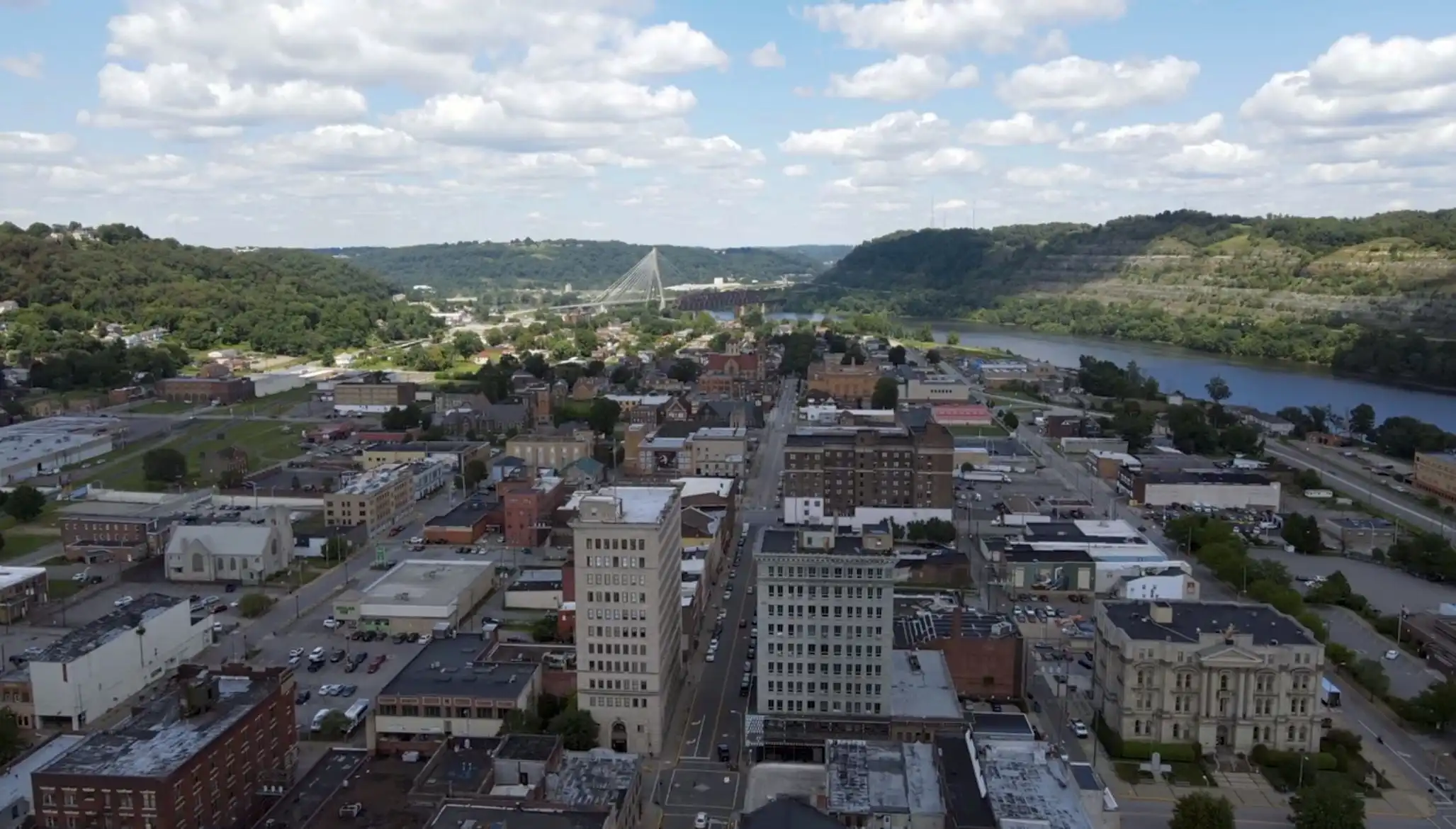 Steubenville, Ohio skyline and the Ohio River